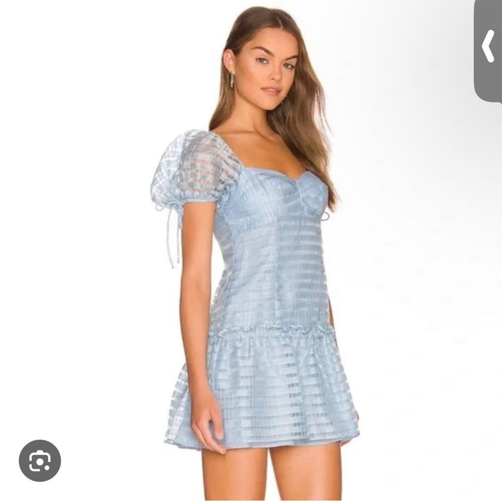 Amanda Uprichard Light Blue Puff Sleeve Dress